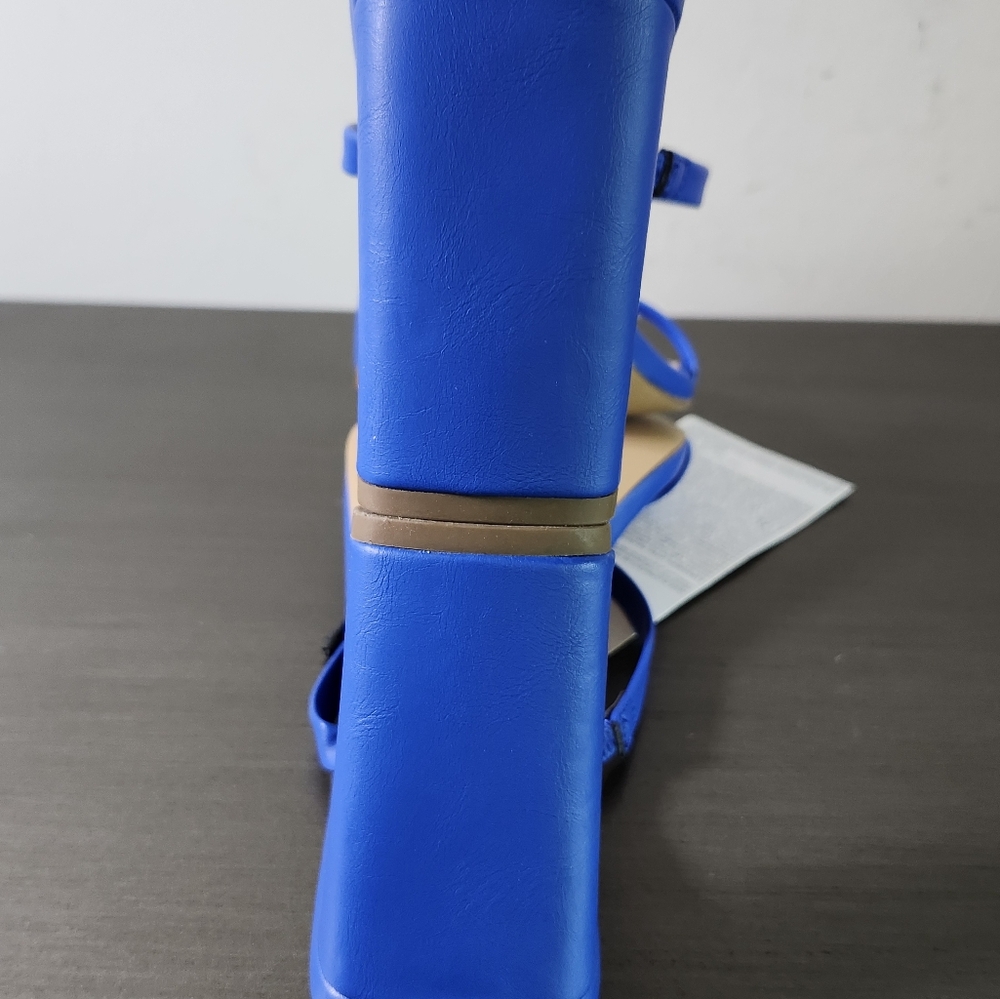 The Drop Avery Blue Faux Leather 2 Strap High Heel Sandals Shoes Sz 9M NWOB - Picture 7 of 8